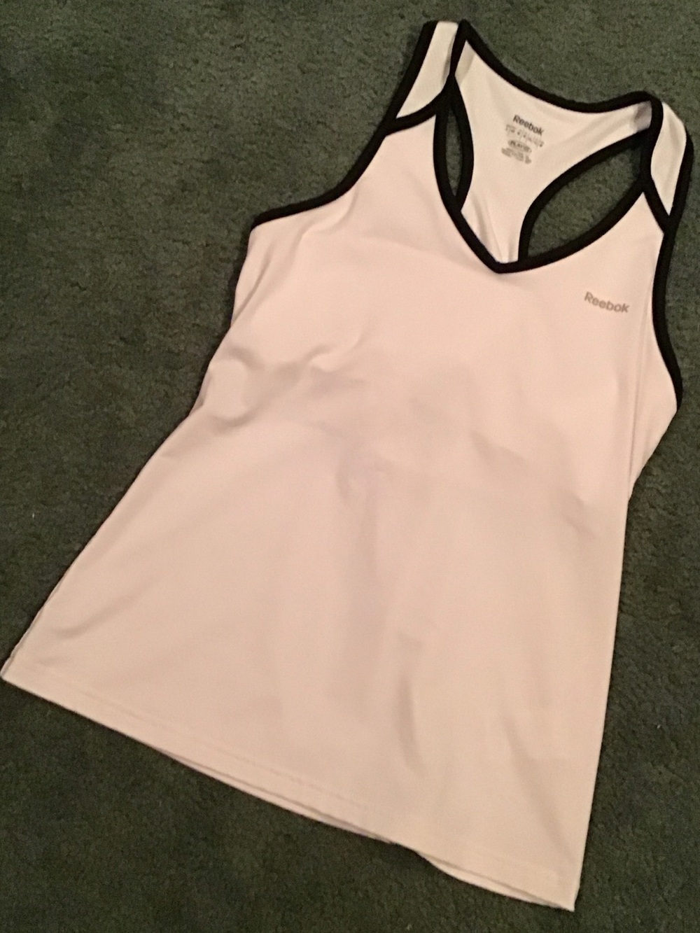 Reebok White Racerback Tank with Black Trim